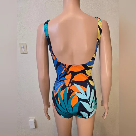 Tommy Bahama Womens One Piece Swimsuit Tropical Print Ruched Waist Size 6 - Picture 6 of 8